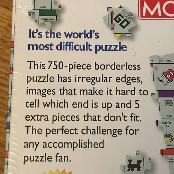 NWT Hasbro Bepuzzled University Games Impossibles Monopoly Puzzle 750pc Ages 12+ - Picture 11 of 14